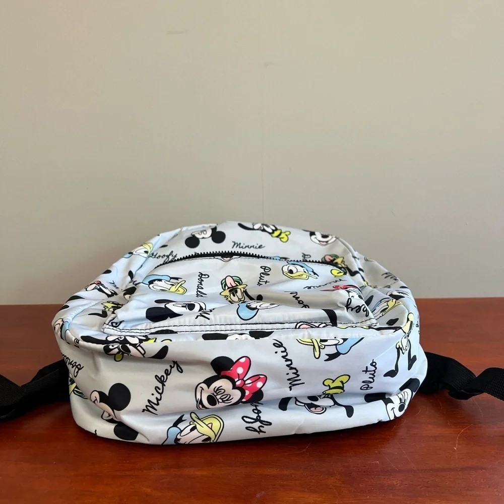 NWOT Disney Bioworld Mickey Characters Print Full Size Backpack, Light Blue